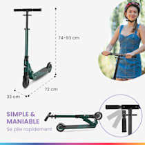 Fun Pro Three Trottinette Enfant 6 Ans et Plus, Trottinettes Enfant Garçons  et Filles de 6-14 Ans, Patinette Adolescents, Taille Ajustable, Patinette  Pliable, Légère et Solide avec 2 Roues en PU 