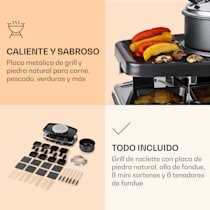 Raclette - Parrilla eléctrica para 2 personas (placa de granito, 2  sartenes, revestimiento antiadherente, roja) : : Hogar y cocina