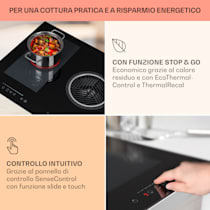 Full House DownAir - Piano cottura a induzione con cappa integrata, Cappa  aspirante, Cappa da tavolo, Da incasso, Autonomo, 88 cm, 4 zone, Zone  Flex con booster, 7120 W, 477 m³/h di capacità 88 cm