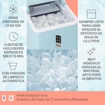 Kristall Máquina para hacer cubitos de hielo 2 Tamaños Depósito de