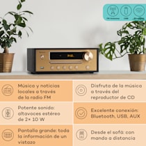 Microcadena Estéreo HiFi Compacto con Reproductor de CD, Bluetooth, Radio  FM, USB, Entrada Auxiliar, Pantalla LED Grande y botón, Mando a Distancia