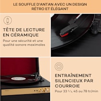 auna TT-933 Platine vinyle tourne-disque 33t 45t bras en S - noir & argent