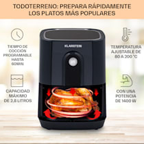 Crisp-Pro Air Fryer, 1400 vatios, 2,8 litros, 8 programas, temporizador  de 60 minutos, revestimiento antiadherente, apto para el lavavajillas, termostato: 80 - 200 °C