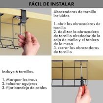 Tacora Bandeja de cables Estante metálico Soporte metálico Portacables, Para regletas de enchufes, Orden práctico, Fácil de montar, Ideal para  escritorios