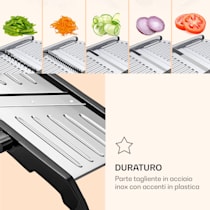 Mandoline - Affettaverdure, mandolina da cucina, taglierina per julienne,  taglio ondulato, Acciaio inox, Spessore da 1 a 9 mm, Supporto per  verdure, Guanti di sicurezza, Stabile, Pieghevole