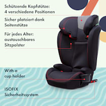 Voyager Fix Auto-Kindersitz Autositz Kindersitz, für Kinder von 3-12  Jahren, ISOFIX-Befestigungssystem, Kopfstütze & Armlehnen, 3-Punkt-Gurtsystem, geprüft & zugelassen: UN ECE Reg. R44/04