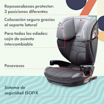 Silla de auto reclinable Isofix Silla para niños, de 3 a 12 años, sistema  de fijación ISOFIX, reposacabezas, sistema de arnés de 3 puntos, probada  y homologada: UN ECE Reg. R44/04