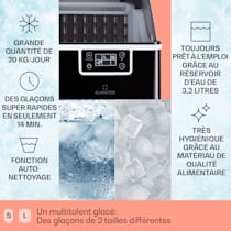 Machine à glaçons Chios, env. 20 kg/24h, glaçons en 2 tailles : S & L, panneau de commande intuitif, écran LCD