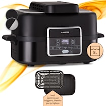 Combo Air - Friggitrice ad aria calda, air fryer, friggitrice con grill, 1500 W, Inserto per grigliare da 4,5 l, Cestello per friggere da 2,5 l, 5 programmi, Funzione grill, Timer