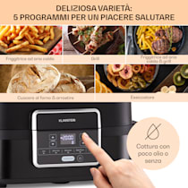 Combo Air - Friggitrice ad aria calda, air fryer, friggitrice con grill, 1500  W, Inserto per grigliare da 4,5 l, Cestello per friggere da 2,5 l, 5  programmi, Funzione grill, Timer