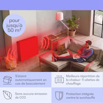 Radiateur à Bain d'huile avec application wifi. écran tactile LED et  télécommande 2500W noir