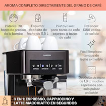 Cafetera Gusto Classico 1350 vatios 20 bares de presión Depósito de agua:  1,5 litros Negro