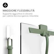 Blaze - Tergivetro, lavavetri per doccia tergicristallo, 23 cm, Con 3  supporti, Silicone, Nucleo in acciaio inox, Ergonomico, Antiscivolo