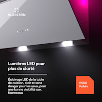 Alina 60 Smart hotte aspirante 60 cm 594 m³/h lumière d'ambiance LED façade  en verre