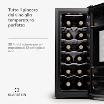 Silent Vino 12 Uno Slim cantinetta vino, 30 l / 12 bottiglie, 5-18 °C,  touch 30 Ltr, 1 zona di raffreddamento