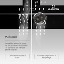 Klarstein Hotte aspirante 90 cm filtres à charbon actif inlcus LED