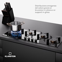 Klarstein Goldflame 4 Slim - Piano cottura a gas, 4 fuochi, acciaio inox