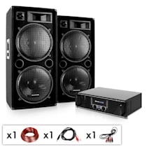 Pack Sono DJ Complet Ampli 1600W+ 2 Enceintes + Câbles