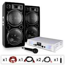 Equipo PA DJ-21 – amplificador, altavoces, micrófono 2000W