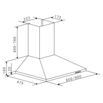 TR90WS Filter 3 cappa da cucina 90cm 340m³/h Classe E