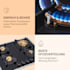 Goldflame Domino 4 Prime Gaskochfeld 4-flammig Messing-Brenner Glaskeramik