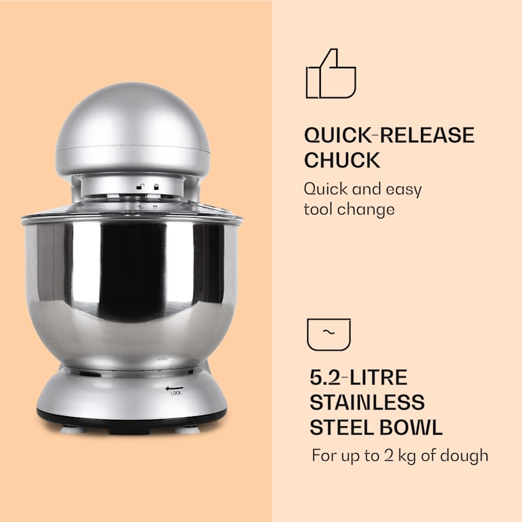 Bella keukenmachine 1800 W / 2,7 ps 5 ltr roestvrij staal BPA-vrij Zilver Metallic