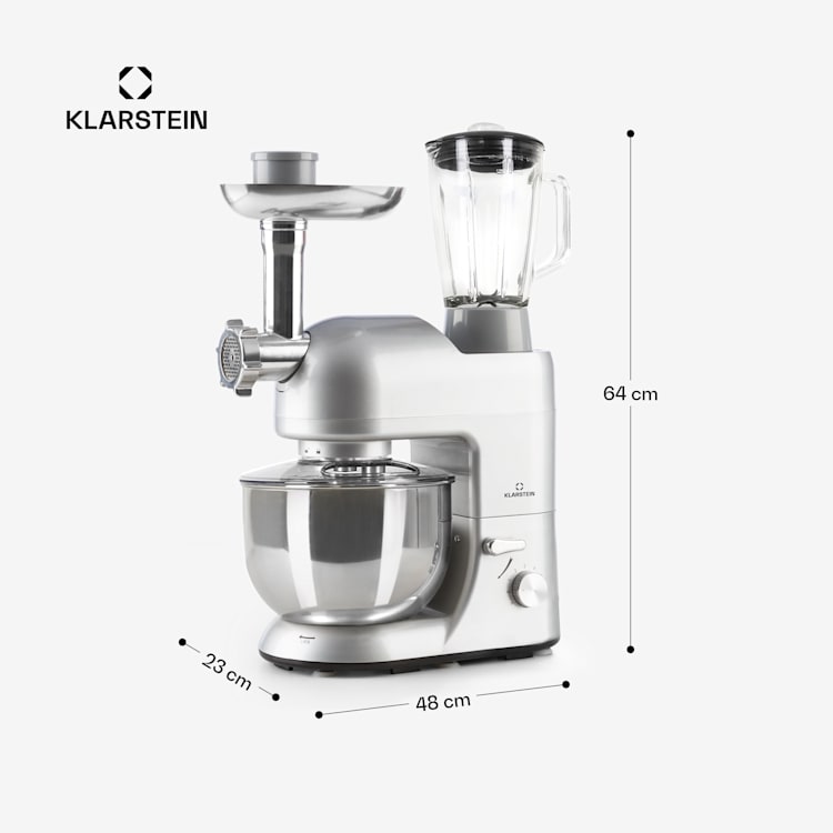 Lucia Robot ménager 3-en-1 1800 W / 2,7 ch 5 l Acier inoxydable sans BPA Argent Métallisé