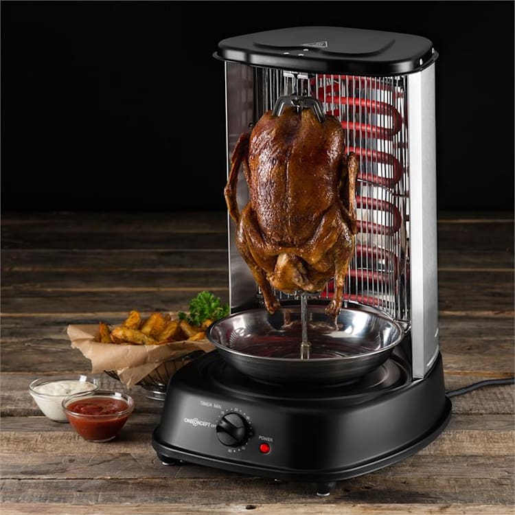Kebap Master Vertikalgrill 1800W Schwarz inkl. Spieß Set Schwarz