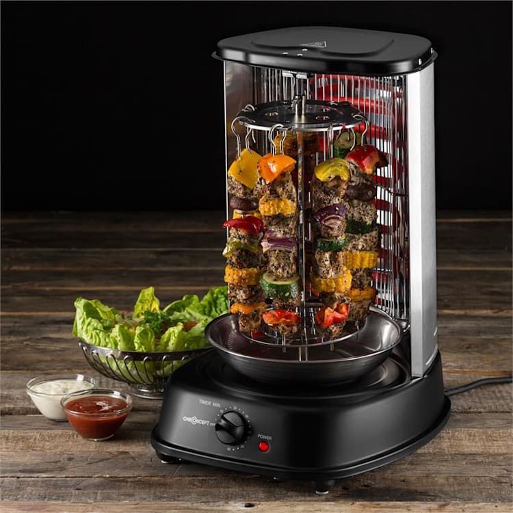 Kebap Master Vertikalgrill 1800W Schwarz inkl. Spieß Set Schwarz