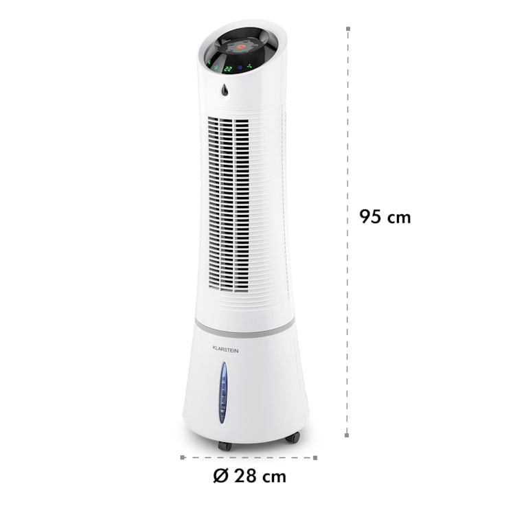 Skyscraper Ice - Ventilatore e raffrescatore evaporativo 4 in 1, 210 m³/h, oscillazione, portatile, telecomando 180 m³/h | No | Bianco