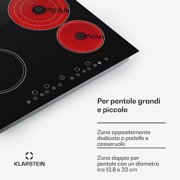 Virtuosa Piano Cottura Vetroceramica 6500W 59x52cm 4 Zone 