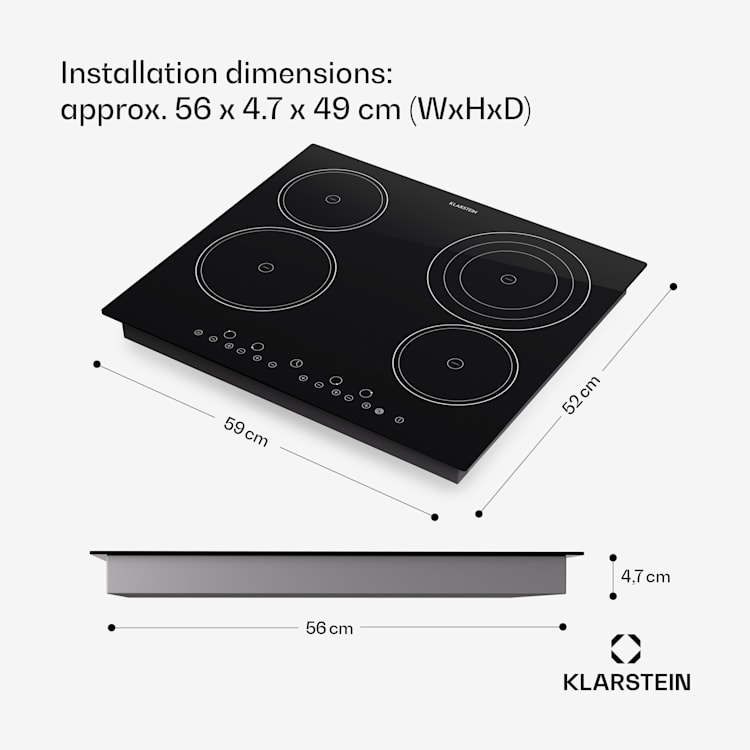 Virtuosa Ceramic Glass Hob Built-in Oven Cooker 6500W 59x52cm 