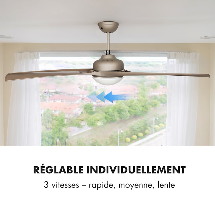 Figo plafondventilator 52" 55W plafondlamp 2x42W afstandsbediening titanium Nikkel Metallic