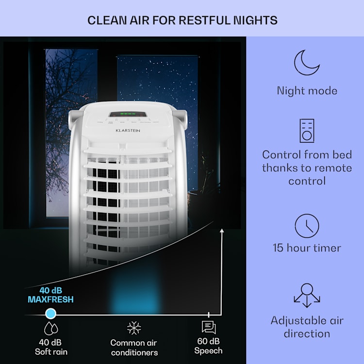 Maxfresh ventilatore, raffrescatore evaporativo, umidificatore, funzione 4 in 1, oscillazione, serbatoio d'acqua da 6L, 55W, funzione timer 444 m³/h | No | Bianco