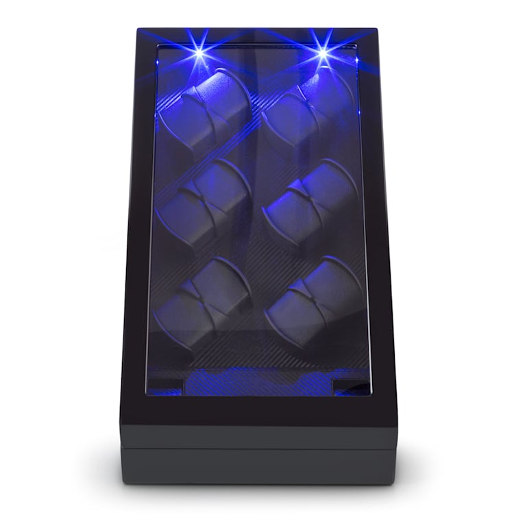 Klingenthal Uhrenbeweger Rechts-Links-Lauf bis 2200U/d 12 Uhren RGB-LED Touch abschließbar Schwarz