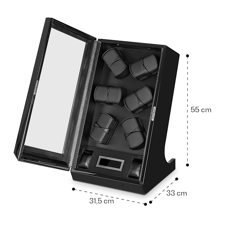 Klingenthal Uhrenbeweger Rechts-Links-Lauf bis 2200U/d 12 Uhren RGB-LED Touch abschließbar Schwarz