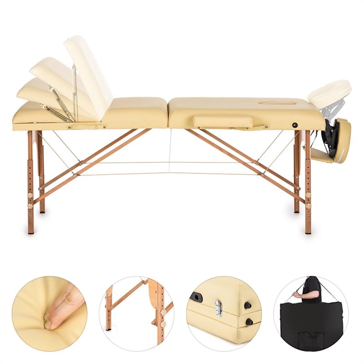 MT 500 Lettino Da Massaggio 210 cm 200 kgPieghevole Schiuma a Celle Chiuse Borsone Beige Avorio