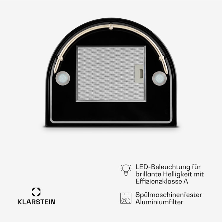 Lumio Neo Retro-Dunstabzugshaube 60cm 610m³/h A Edelstahl schwarz Schwarz