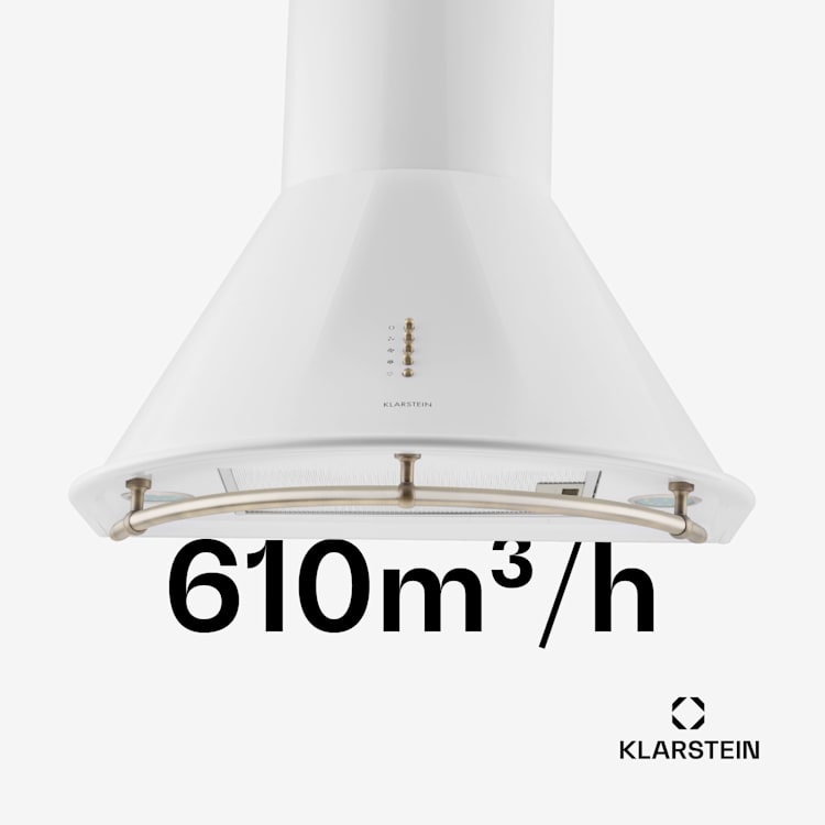 Lumio Neo Retro Cooker Exhaust Hood 60 cm 610m³ / h A Stainless Steel White White