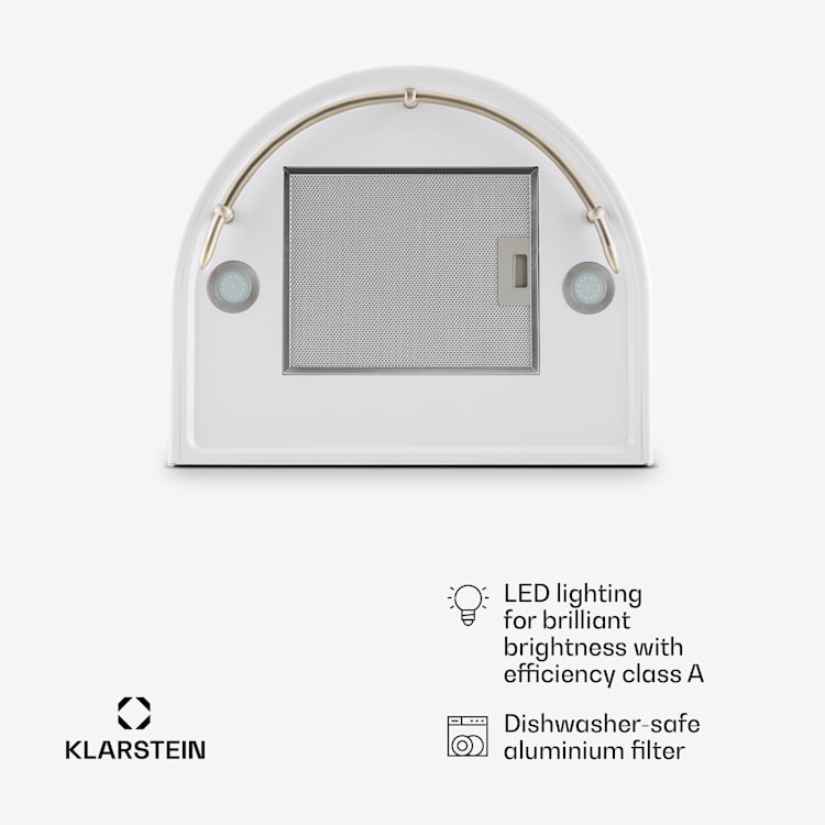 Lumio Neo Retro Cooker Exhaust Hood 60 cm 610m³ / h A Stainless Steel White White