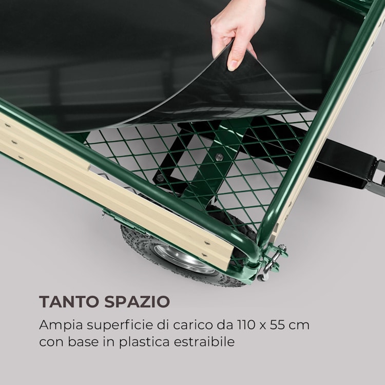 Ventura Carretto a Rimorchio Carichi Pesanti 300 kg Acciaio Verde scuro
