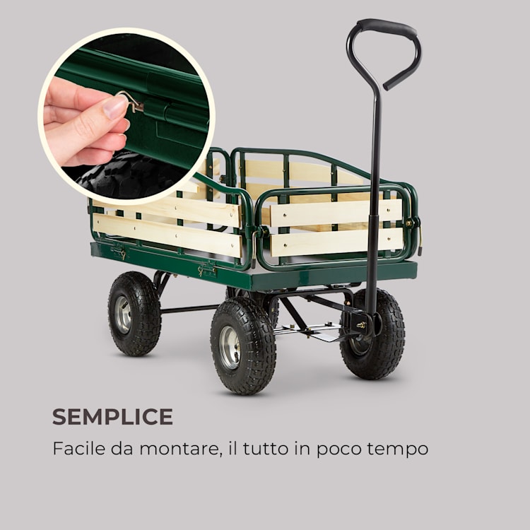 Ventura Carretto a Rimorchio Carichi Pesanti 300 kg Acciaio Verde scuro