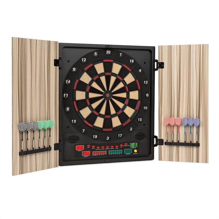 Dartmaster 180 Dartscheibe Dartautomat Softtip Türen beige Akazie