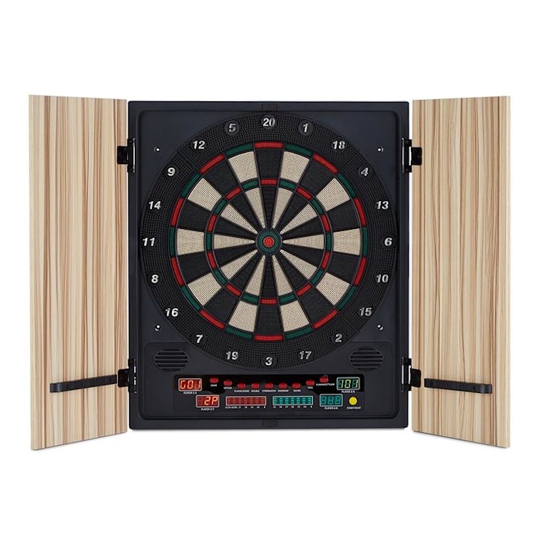 Dartmaster 180 Dartscheibe Dartautomat Softtip Türen beige Akazie