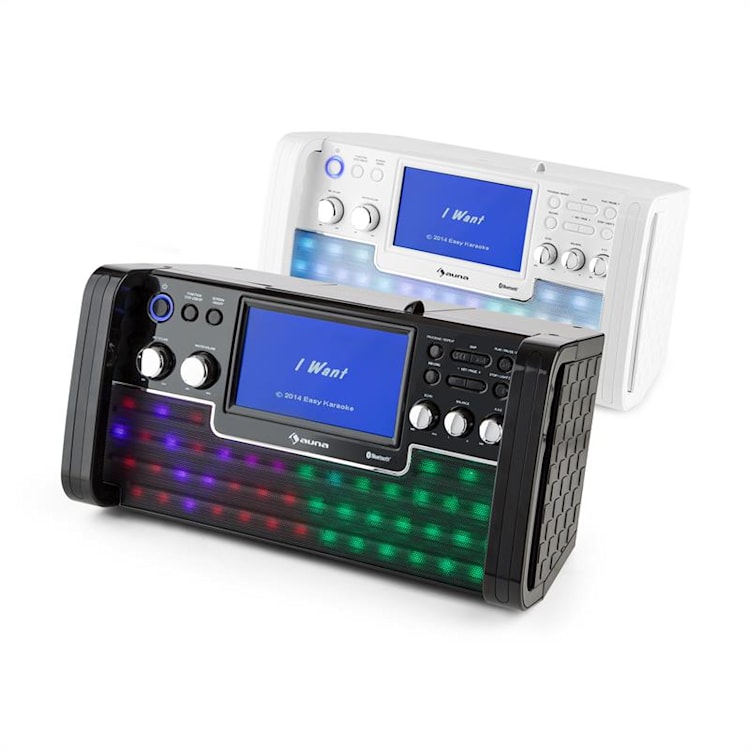 DiscoFever Chaîne karaoké Bluetooth LED Ecran TFT 7" lecteur CD USB + micro Noir
