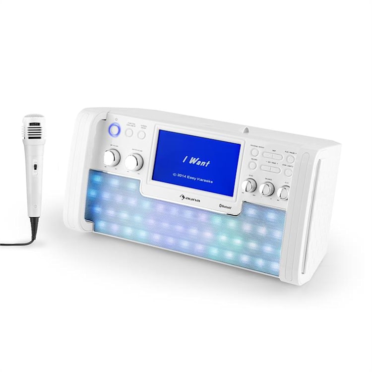 DiscoFever Impianto Karaoke Bluetooth Display TFT 7" LED CD USB Bianco bianco