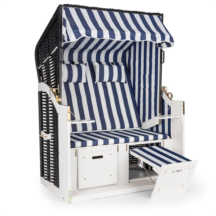 Hiddensee Cabina Sdraio XL 2 Posti a strisce blu/bianco Bianco / Multi