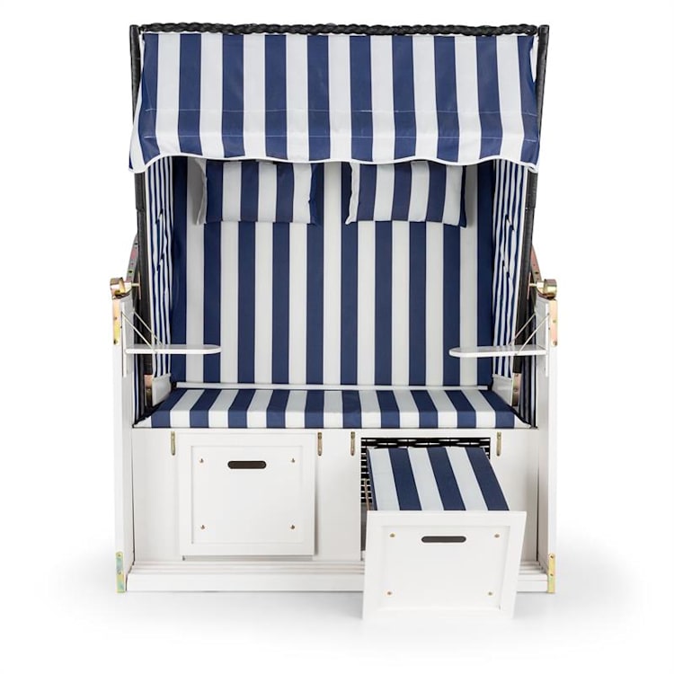 Hiddensee Cabina Sdraio XL 2 Posti a strisce blu/bianco Bianco / Multi