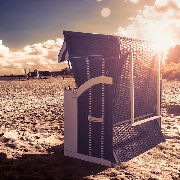 Hiddensee Cabina Sdraio XL 2 Posti a strisce blu/bianco Bianco / Multi