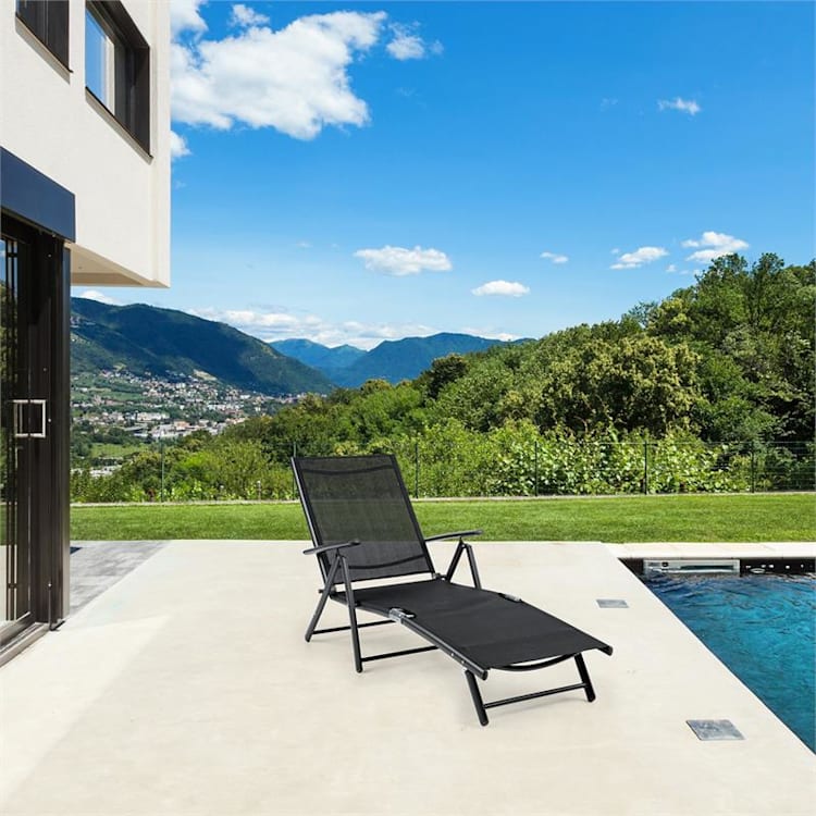 Modena Sedia a Sdraio 64x85x170cm Alluminio/Acciaio Inox nero Nero